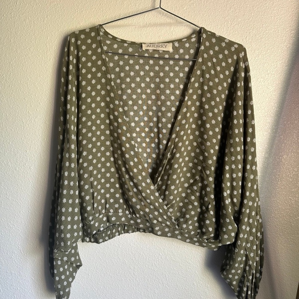 Audrey Green Polka Dot Blouse